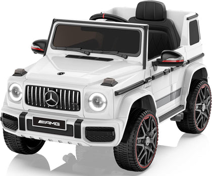 12V 7AH Licensed Mercedes-Benz G63 Electric Car for Kids, White | Parent remote control ride on car for toddlers with