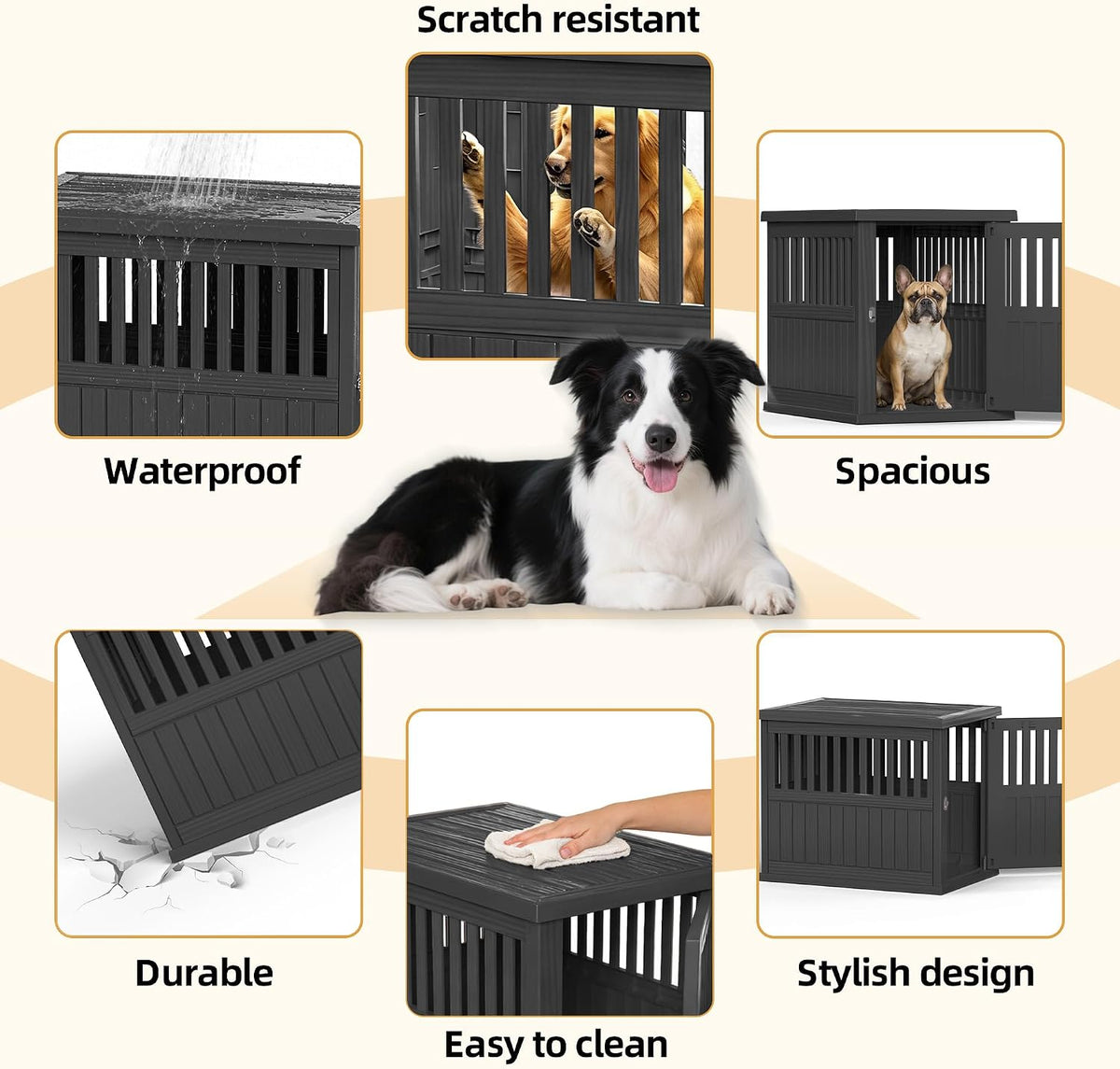 30 Inch Small Dog Crate Furniture, Black