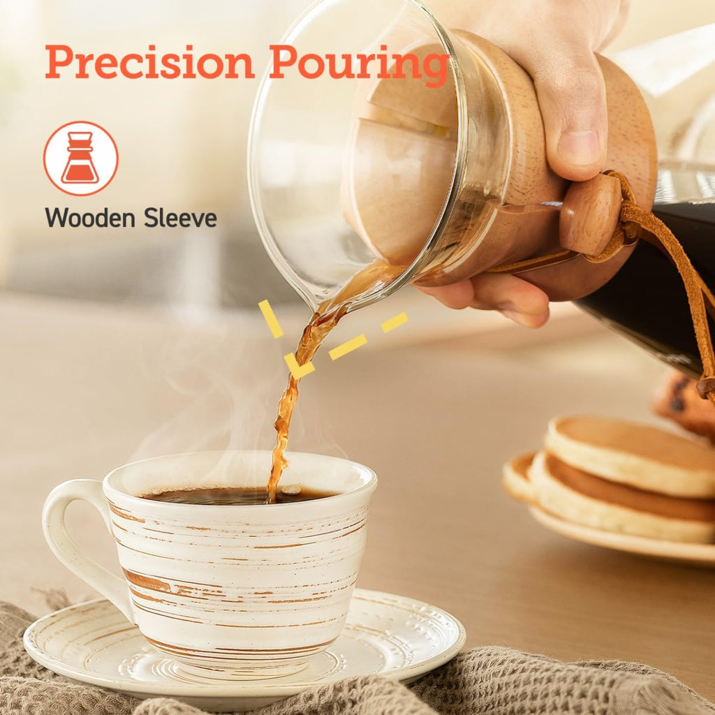Pour Over Coffee Maker, Double Layer Stainless Steel Filter, 8cup | Drip Coffee Maker, Coffee Dripper Brewer, High