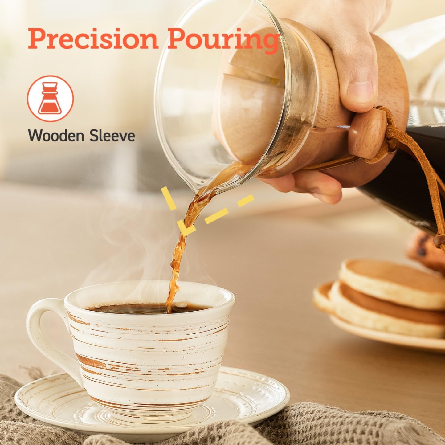 Pour Over Coffee Maker, Double Layer Stainless Steel Filter, 8cup | Drip Coffee Maker, Coffee Dripper Brewer, High