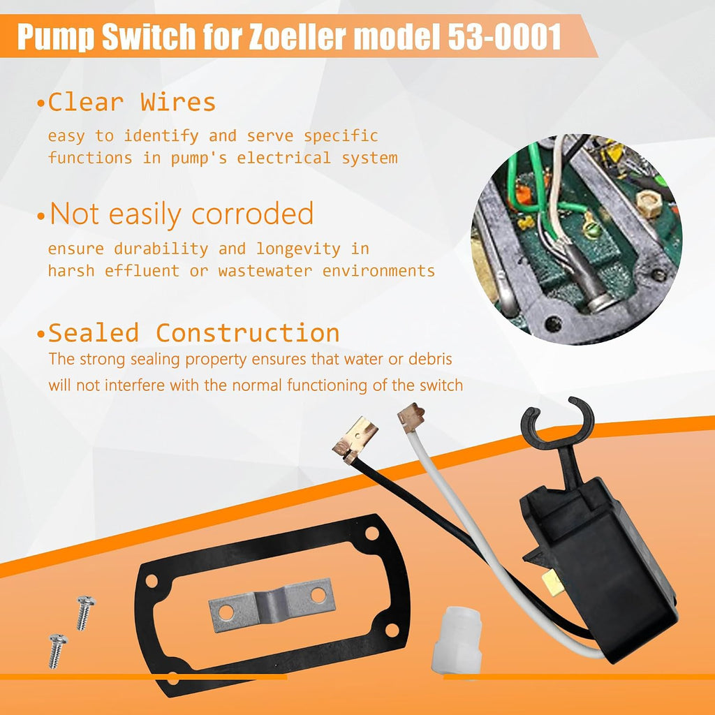 004892 Effluent Pump Switch Compatible with Zoeller 53-0001 Pump, Mechanical Switch Assembly with Gasket