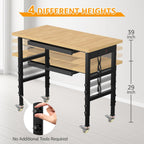 48" Adjustable Workbench,Heavy-Duty Work Table,3000 LBS Load Capacity Particleboard Hardwood Workstation Outlets with