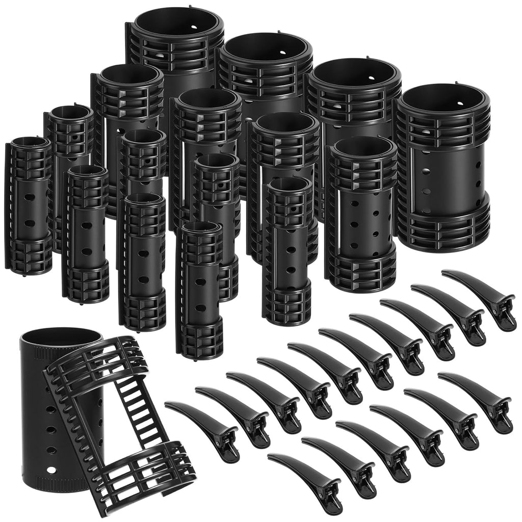 65Pcs Hair Rollers with Clips for Women,Black