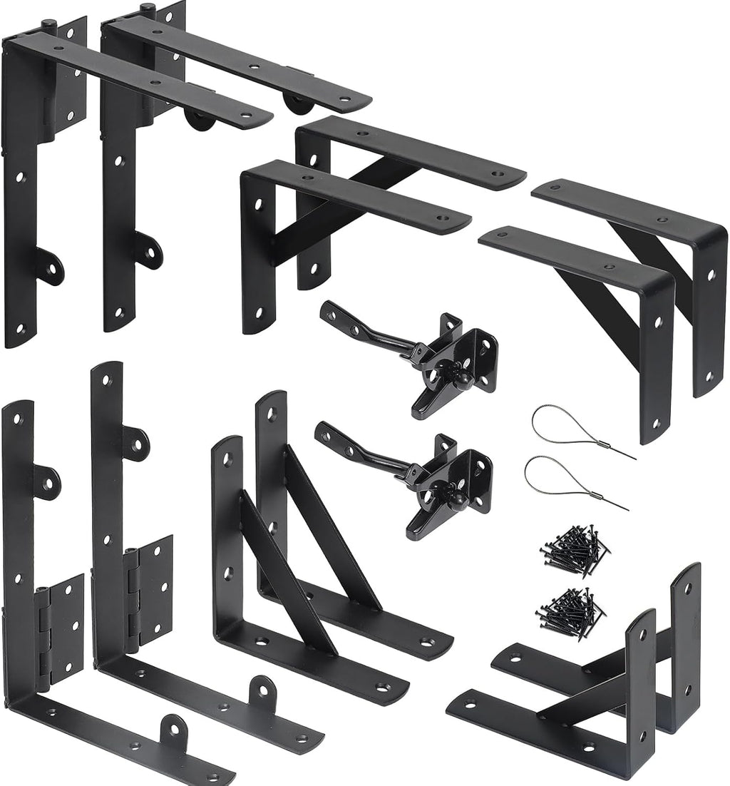2 Sets Anti Sag Gate Kit Heavy Duty No Sag Kit Gate Corner Brace Bracket for Wooden Fence Gate with Self-Locking Gate