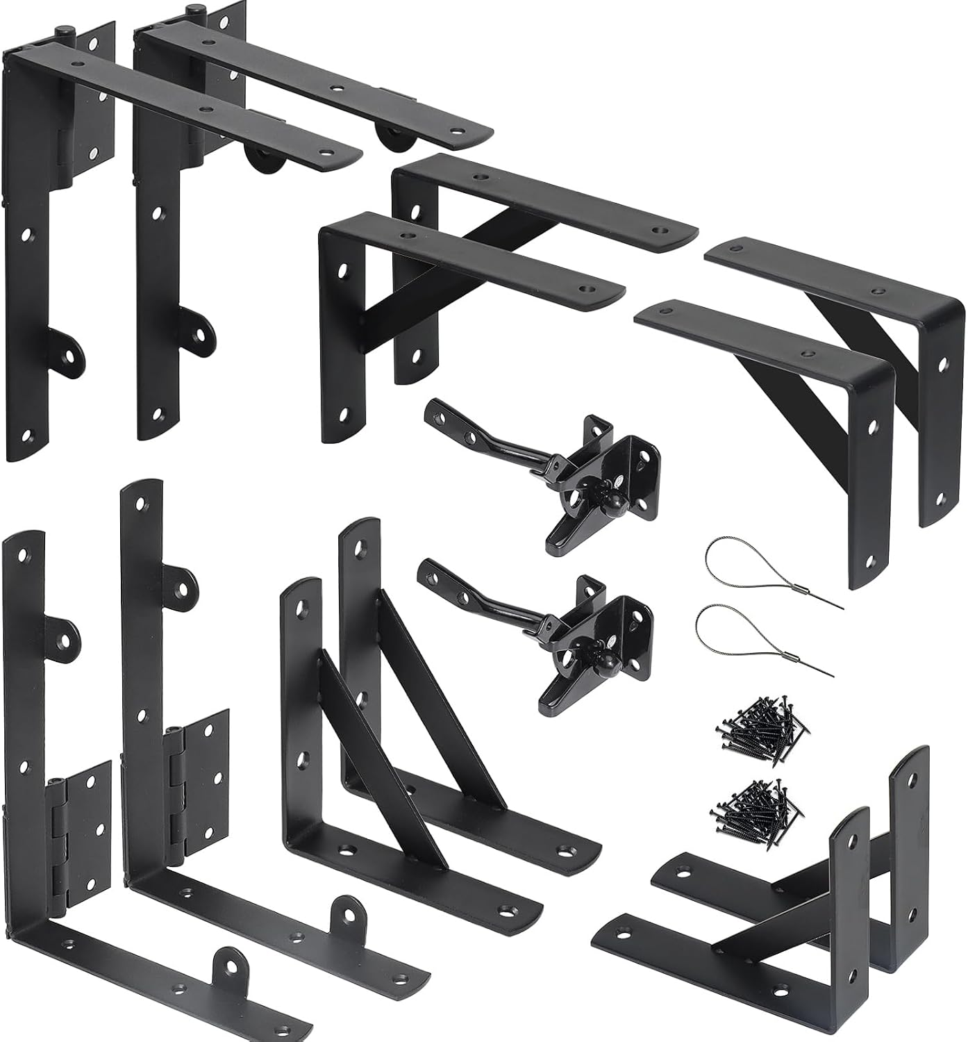 2 Sets Anti Sag Gate Kit Heavy Duty No Sag Kit Gate Corner Brace Bracket for Wooden Fence Gate with Self-Locking Gate