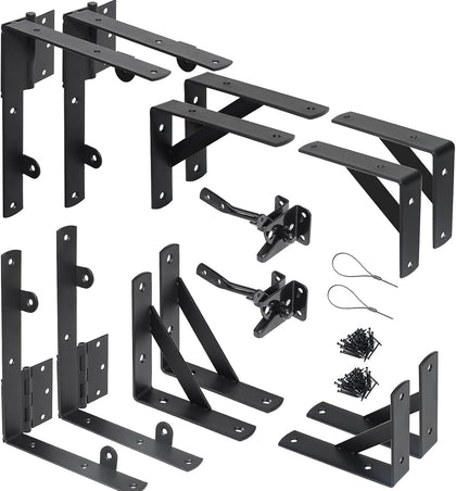 2 Sets Anti Sag Gate Kit Heavy Duty No Sag Kit Gate Corner Brace Bracket for Wooden Fence Gate with Self-Locking Gate