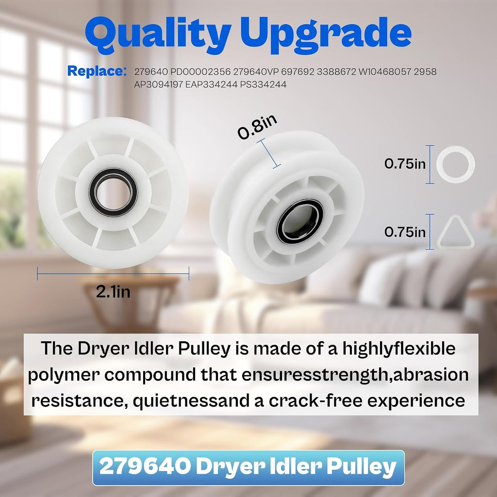 Upgraded 4392067 Dryer Repair Maintenance Kit,WPW10314173 Drum Rollers, 661570V Drum Belt, W10837240 & 279640 Idler