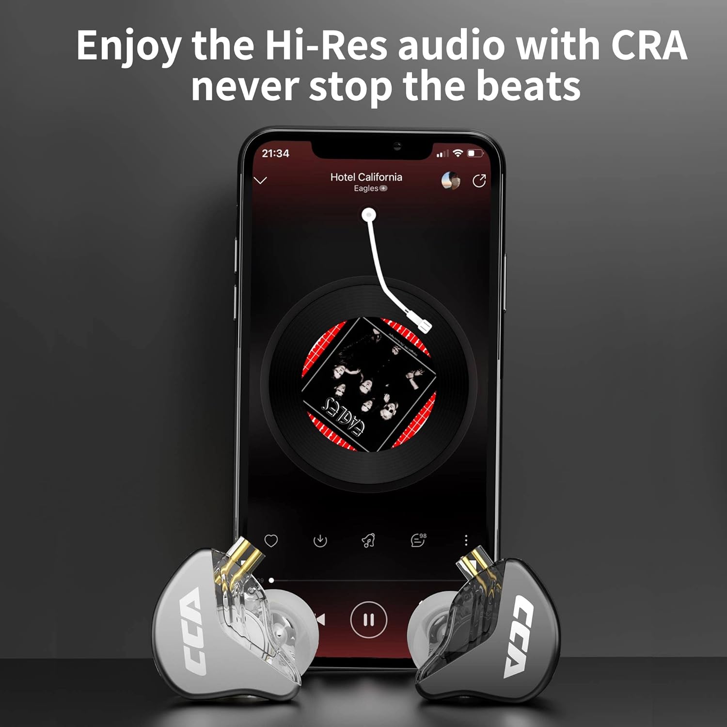 CRA in Ear Monitor Headphones, Ultra-Thin Diaphragm Dynamic Driver IEM Earphones, Clear Sound & Deep Bass, Wired