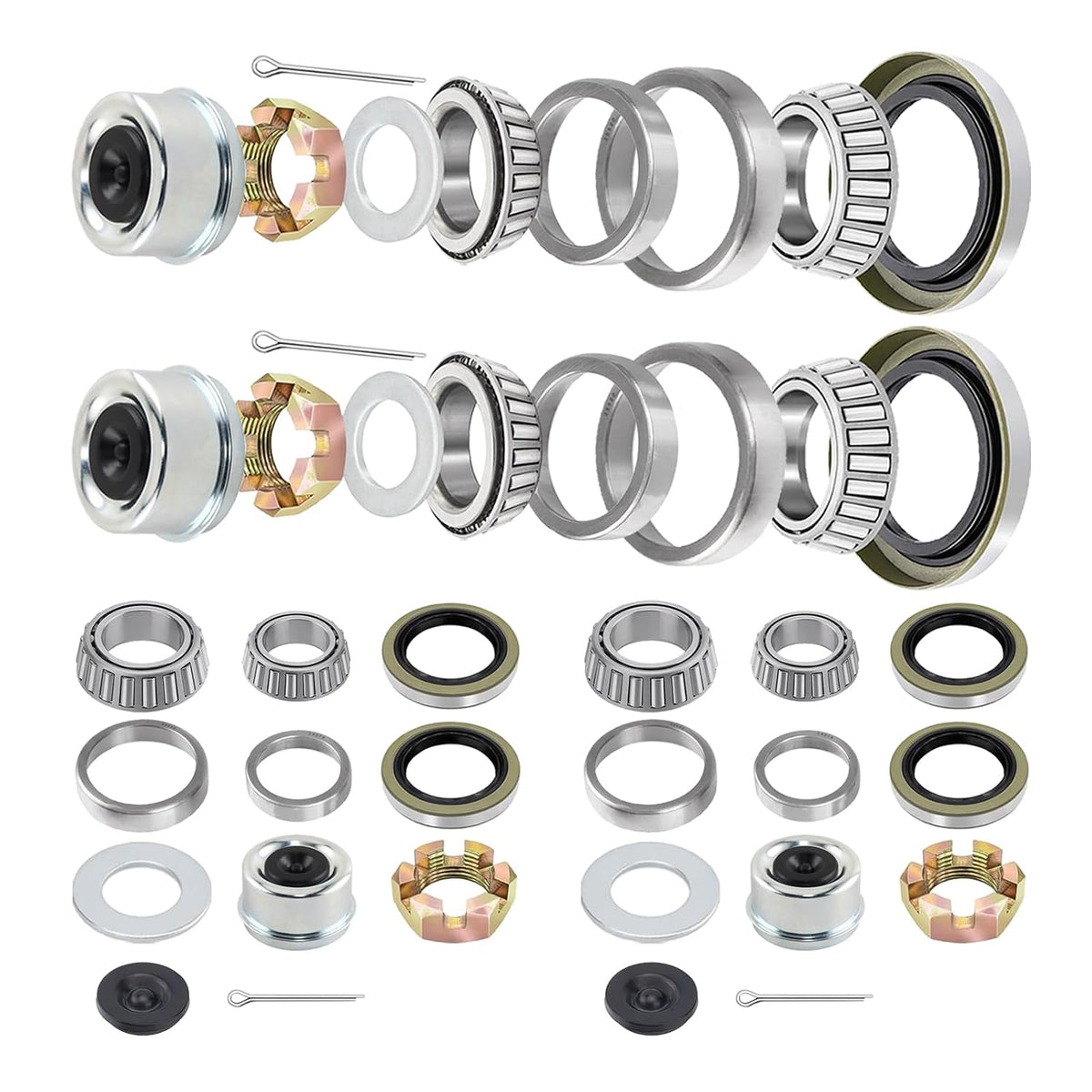 Trailer Bearing Kit 7000 lb, Tandem Axle Wheel Bearing Replacement Kit