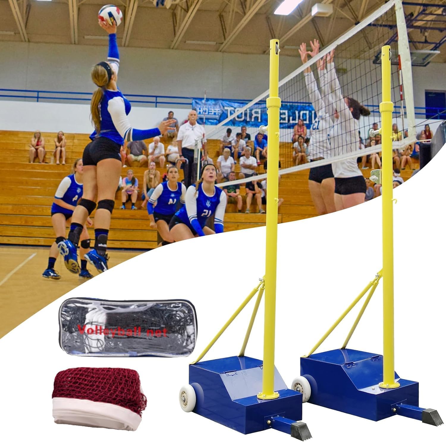 Volleyball Net with Poles,2026-New Heavy Duty Volleyballs Poles for Backyard,w/Metal Stakes & Windproof