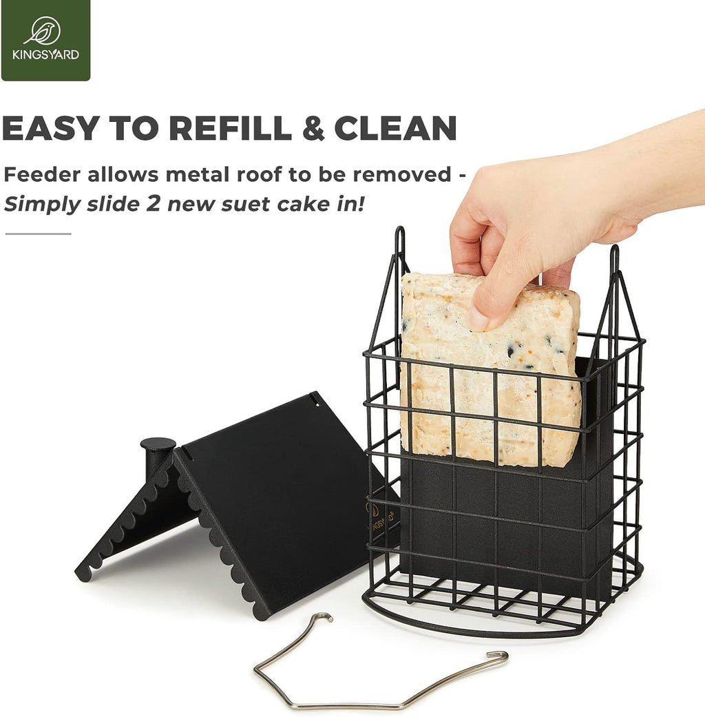 All Metal Double Suet Bird Feeder with Perch