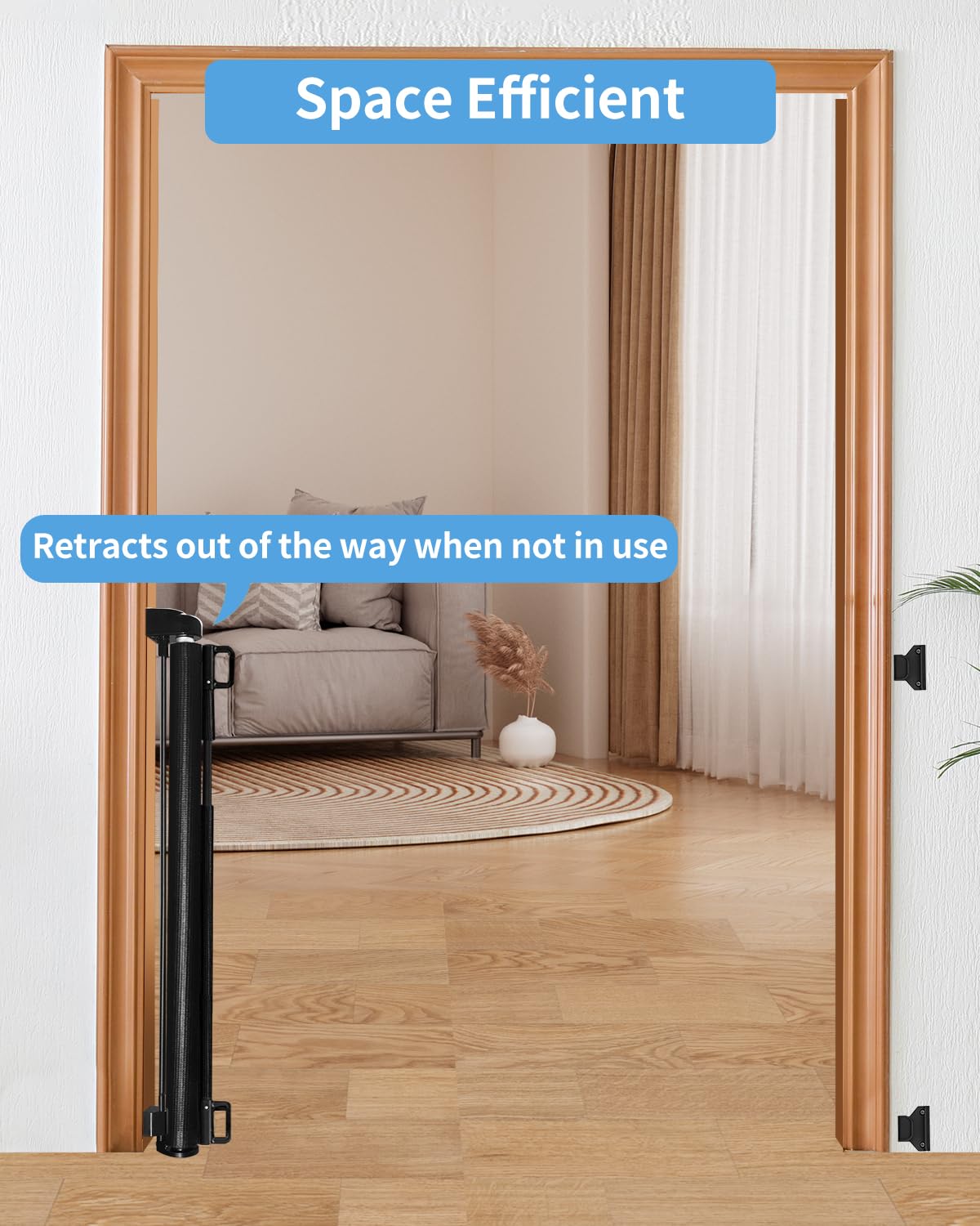 Retractable Baby Gate for Doorways and Stairs, Mesh Safety Gate for Pet, Indoor & Outdoor Use, One-Hand Operation