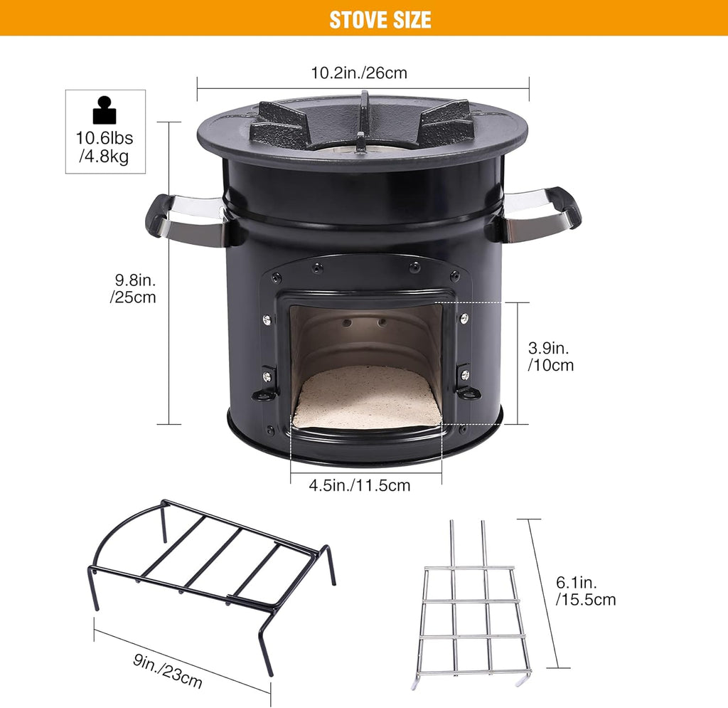 Camping Rocket Stove Wood Burning Portable for Cooking, Outdoor Camping Wood Stove with Carrying Bag for Backpacking