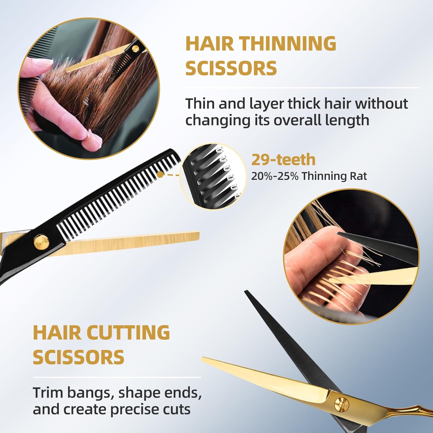 Hair Cutting Scissors Kit - 9 PCS Professional Haircut Scissors Set | Stainless Steel Straight and Thinning Shears