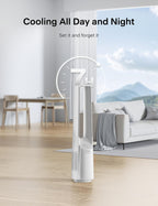 Bladeless Tower Fan with 26-33ft Powerful Airflow, Alexa and Google Compatible, 6-Speed Settings, Quiet DC Motor