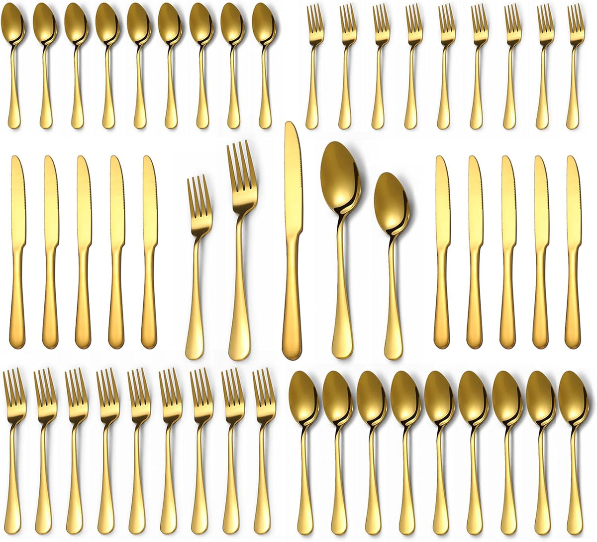 Gold Silverware Set,50-Piece Stainless Steel Flatware Set for 10