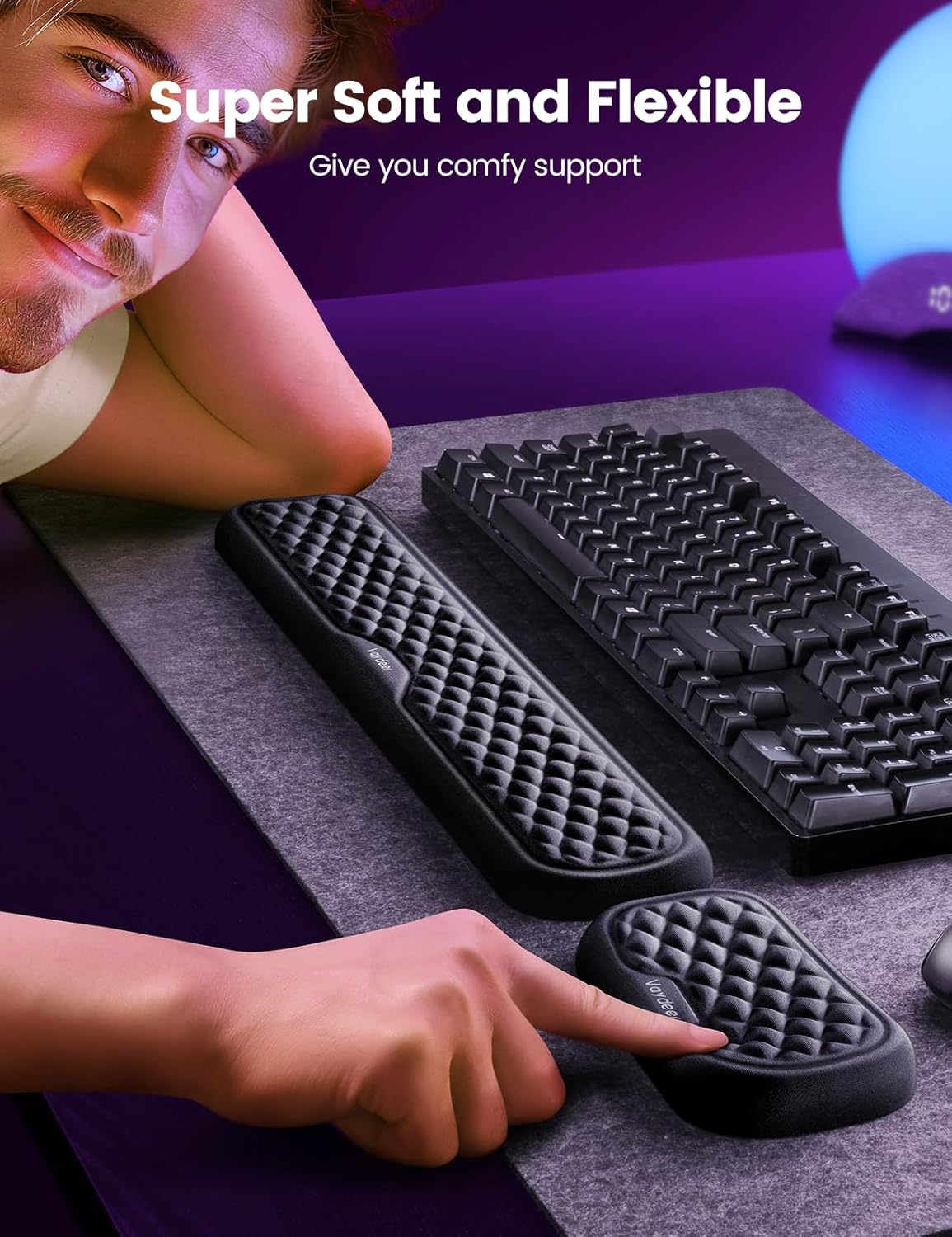 Wrist Rest for Keyboard and Mouse, Computer Ergonomic Wrist Support Pad, Soft Memory Foam Arm Cushion for Desk, Palm