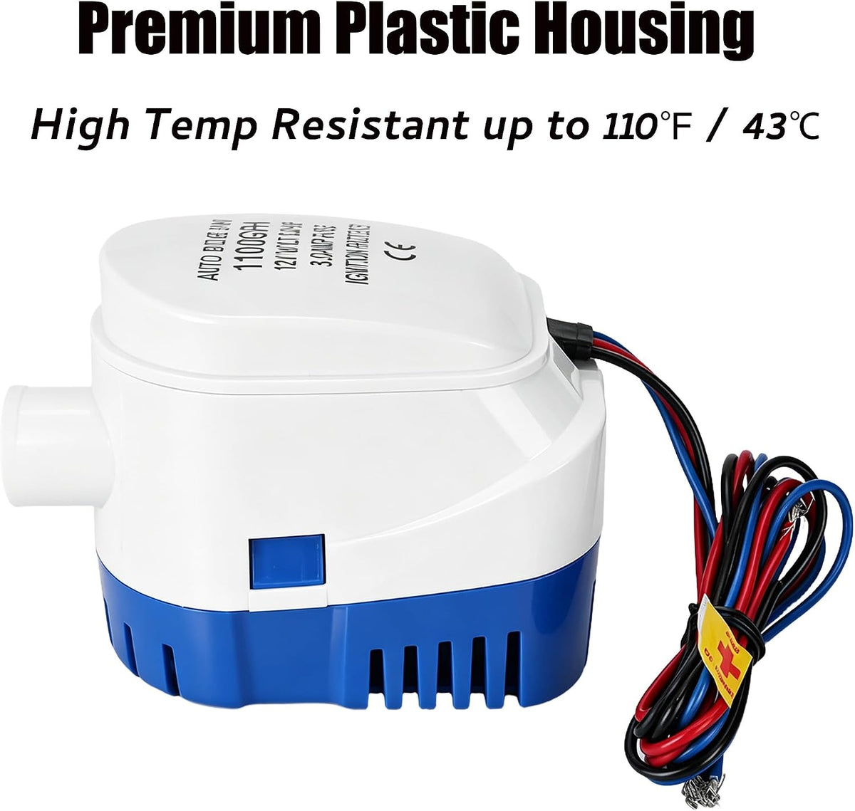 2pcs Automatic Bilge Pumps for Boats, 1100GPH 12V, w/Built-in Float Switch