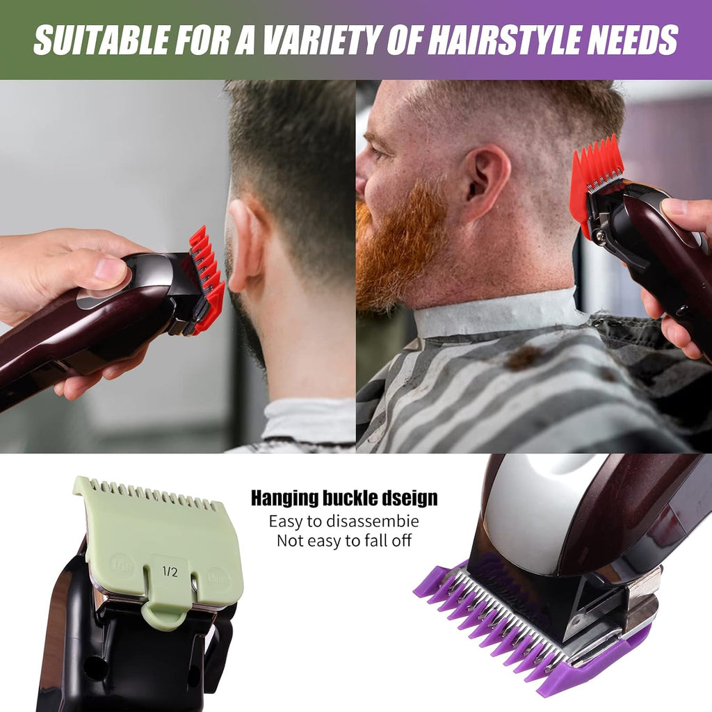 4 Professional Hair Clipper Guards Cutting Guides Fits for Most Wahl Clippers, Color Coded Clipper attachment