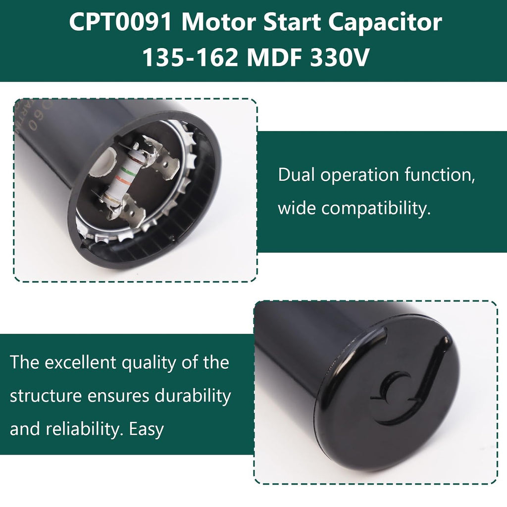 CPT0091 Motor Start Capacitor 135-162 MDF 330V Compatible with Trane American Standard Replace CPT0091 CPT00091
