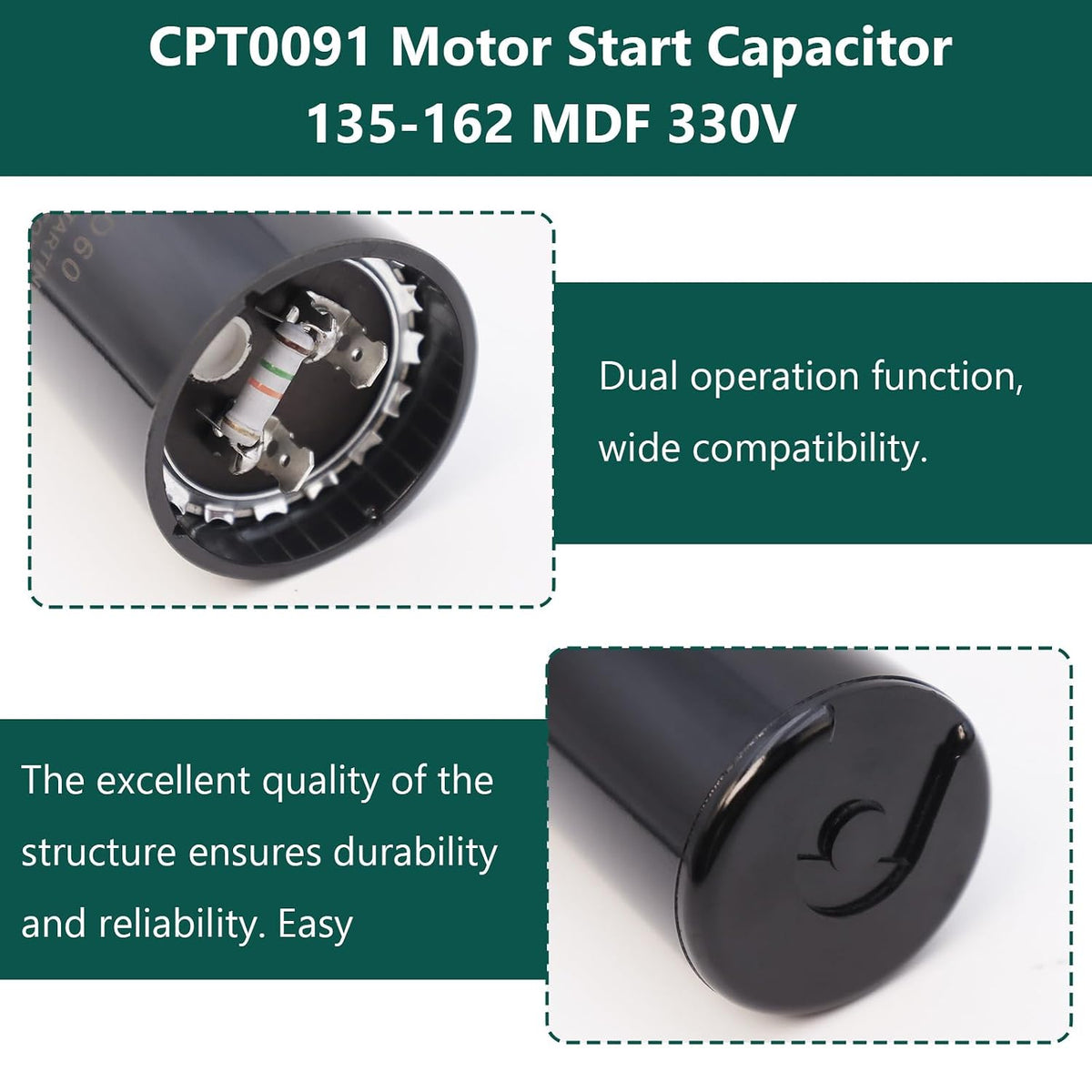 CPT0091 Motor Start Capacitor 135-162 MDF 330V Compatible with Trane American Standard Replace CPT0091 CPT00091