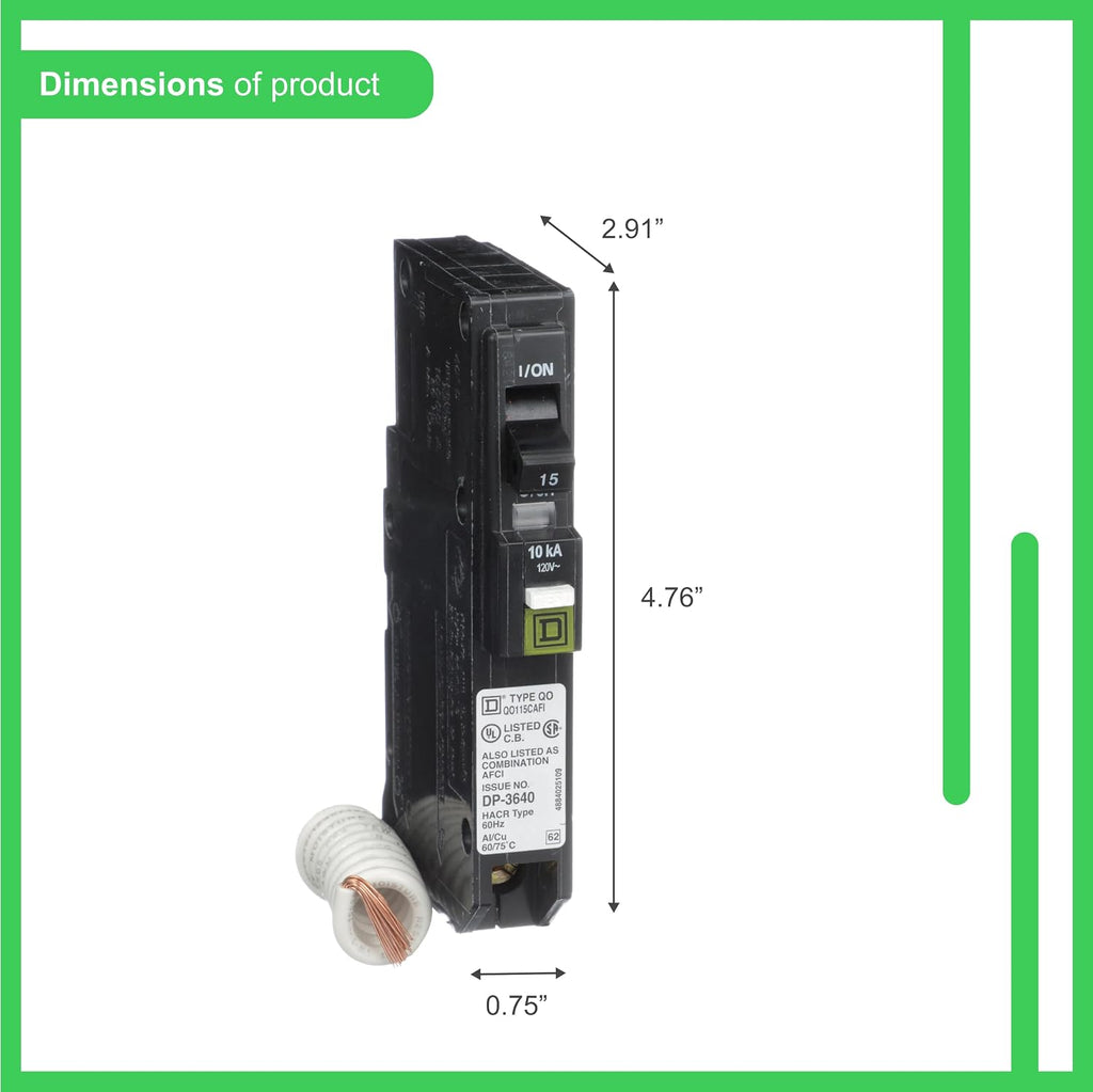 Square D by Schneider Electric Square D - QO115CAFI QO15A Arc Fault Breaker, Black