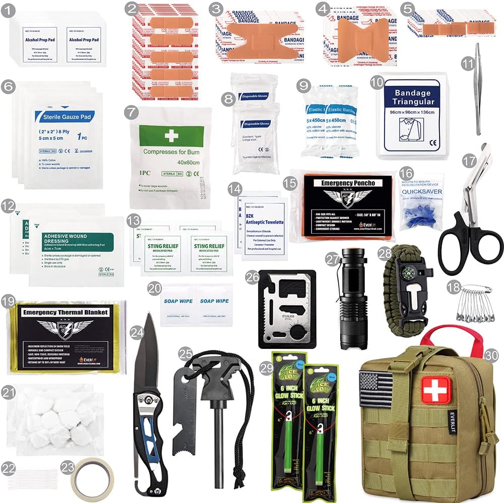 250 Pieces Survival First Aid Kit IFAK EMT Molle Pouch Survival Kit Outdoor Gear Emergency Kits Trauma Bag for