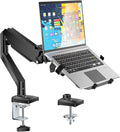 Single Arm Laptop and Monitor Desk Mount for 17" Notebook and Up to 32" Screen, 2-in-1 Adjustable Gas Spring Monitor
