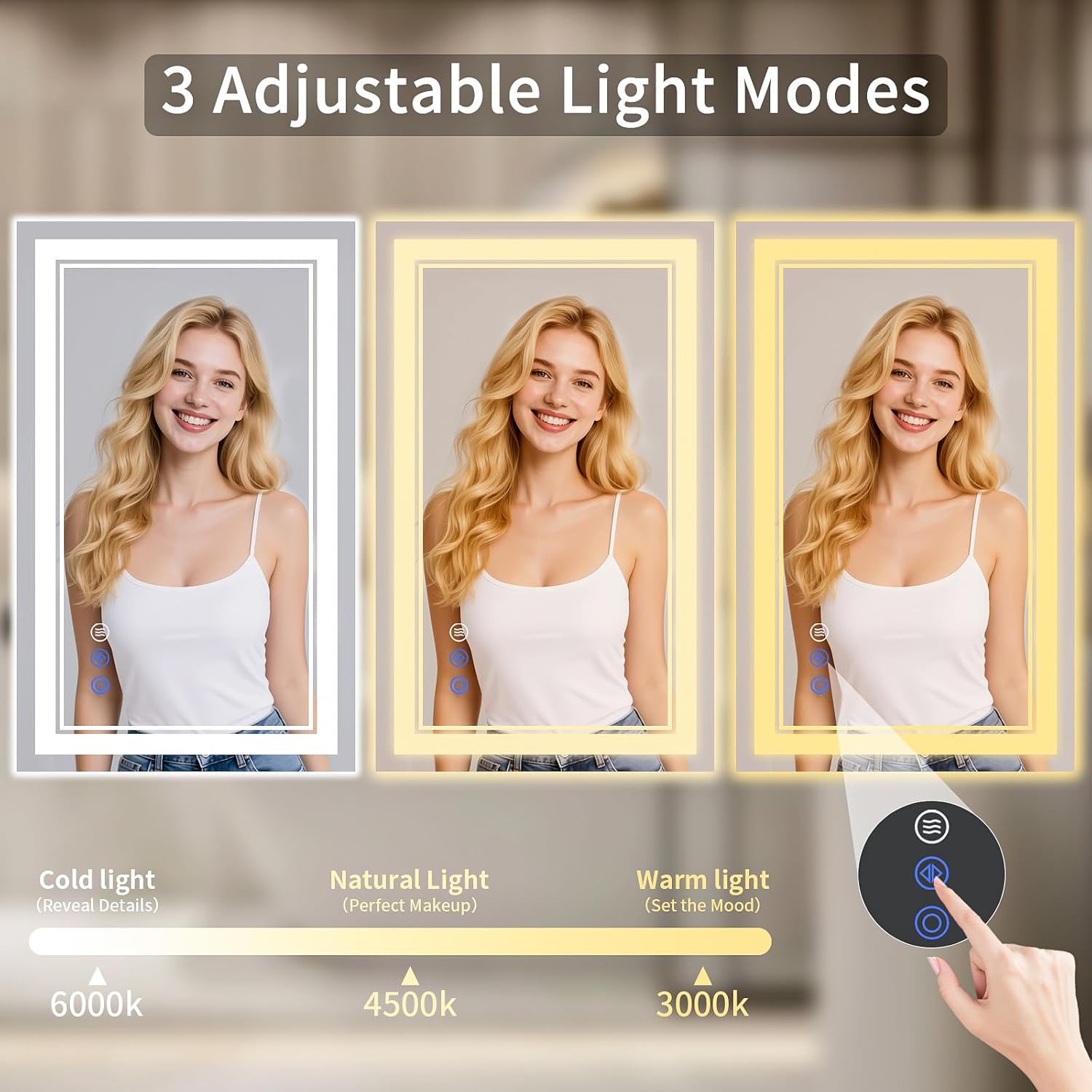 30"x32" LED Bathroom Mirror with Lights, Anti-Fog, Backlit + Front Lit, Dimmable, Led Vanity Mirror for Wall, Lighted