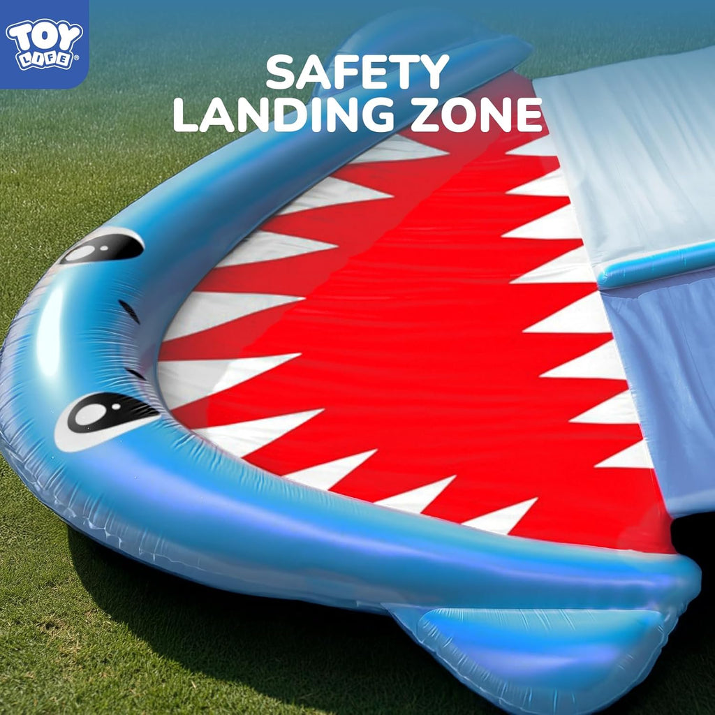 Giant Shark Water Slides for Kids 20Ft Waterslide Backyards Lawn with 2 Bodyboards, 2 Lane Slip Splash and Slide