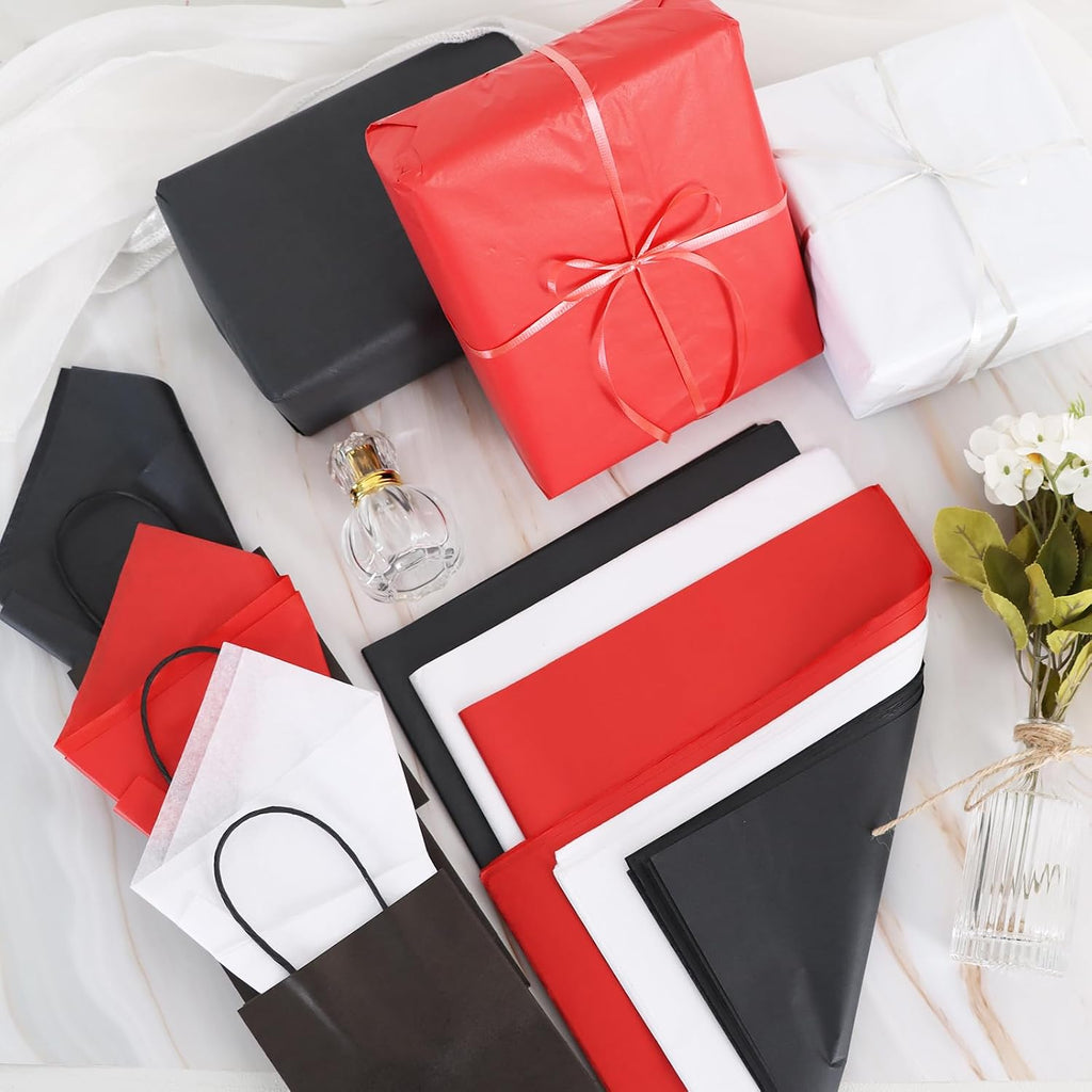 90 Sheets Red Black White Tissue Paper Bulk for Gift Wrapping Bags