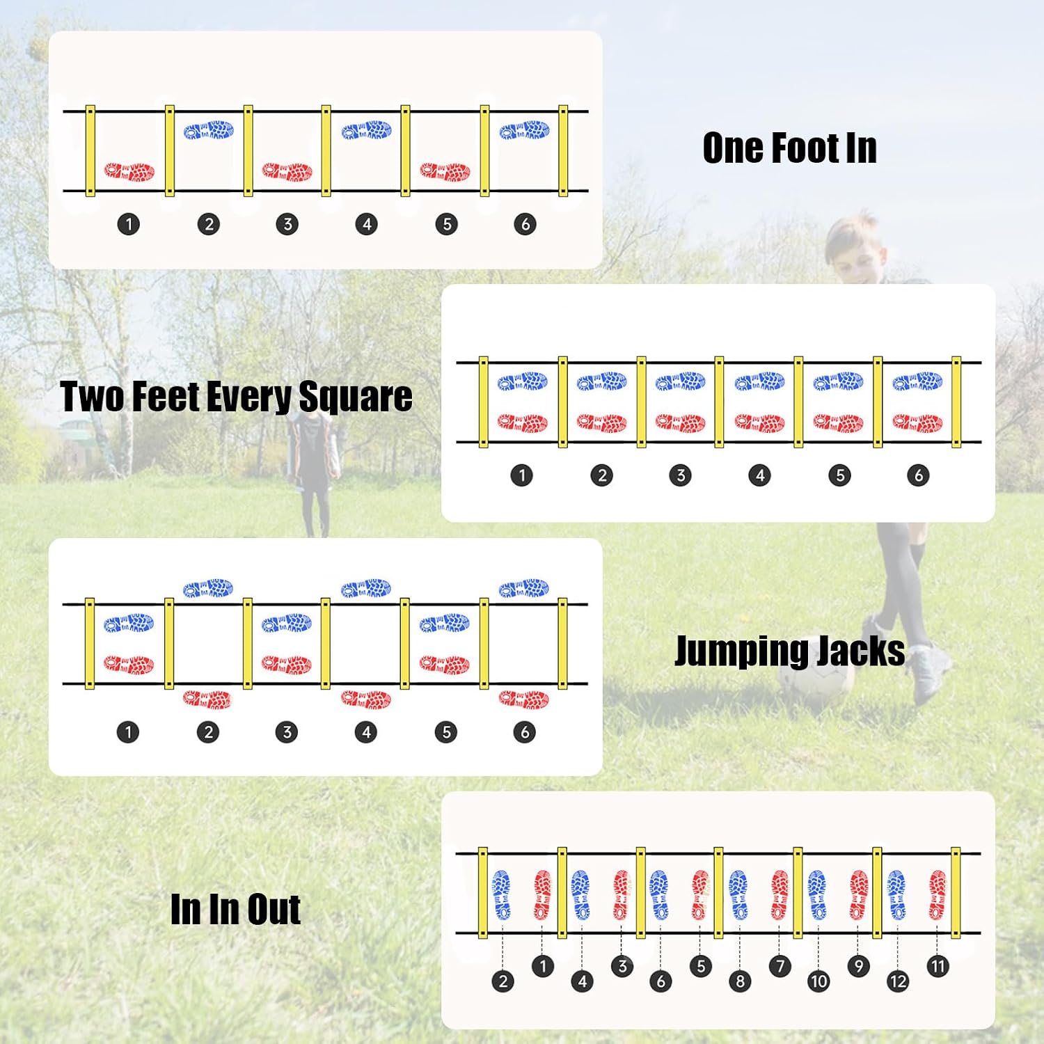 Agility Ladder,Speed Training Equipment Set,20ft Rungs Speed Ladder,Soccer Cones,Jump Rope, Running Resistance