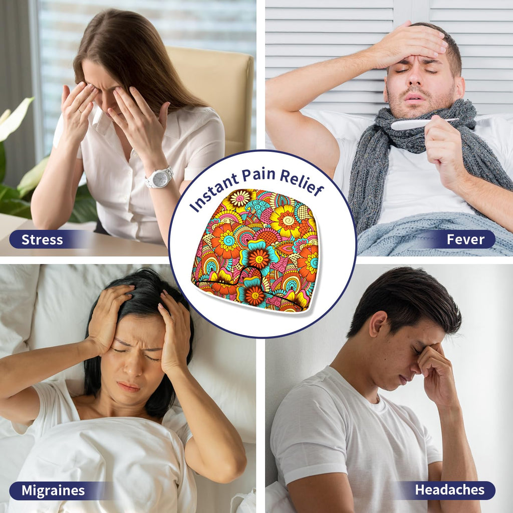 Migraine Headache Relief Cap Hat Full Head ice Pack Wrap Cold Cap