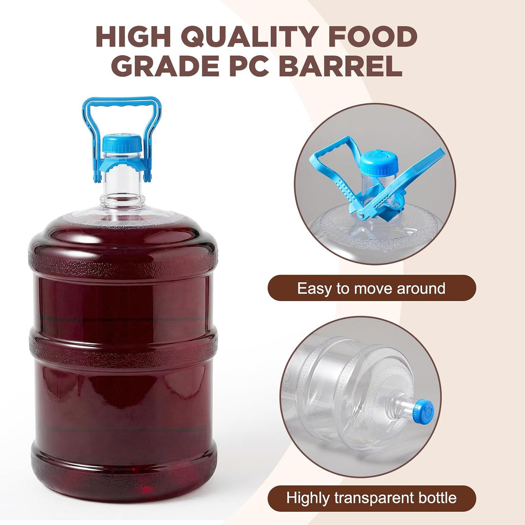 5 Gallon Plastic Fermentation Carboy with Drilled and Undrilled Silicone Stoppers Airlock Handle and Brush Wine