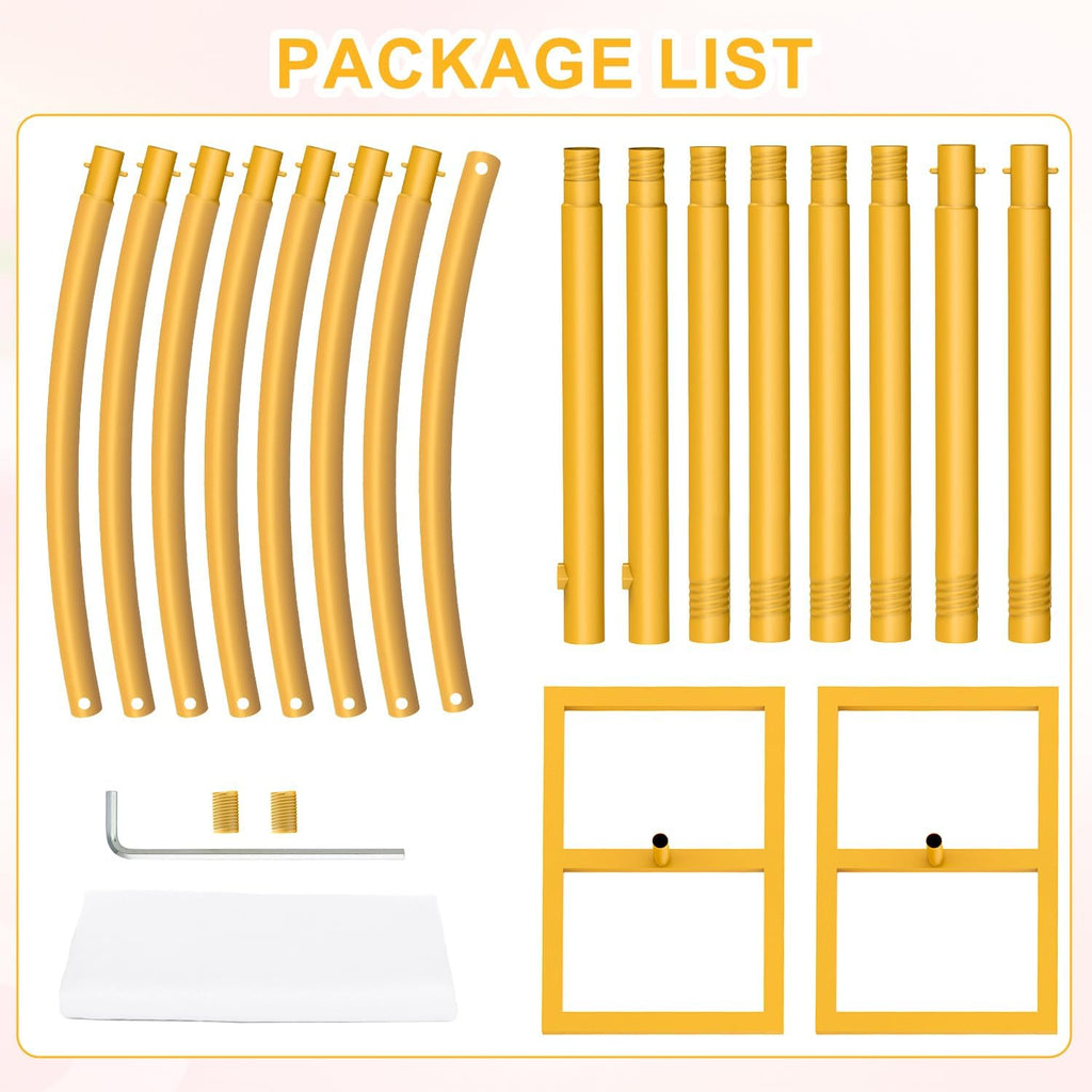 Arch Backdrop Stand,7ft x 8ft Heavy Duty Backdrop Stand with 28" x19FT Wedding Arch Draping Fabric with White Fabric
