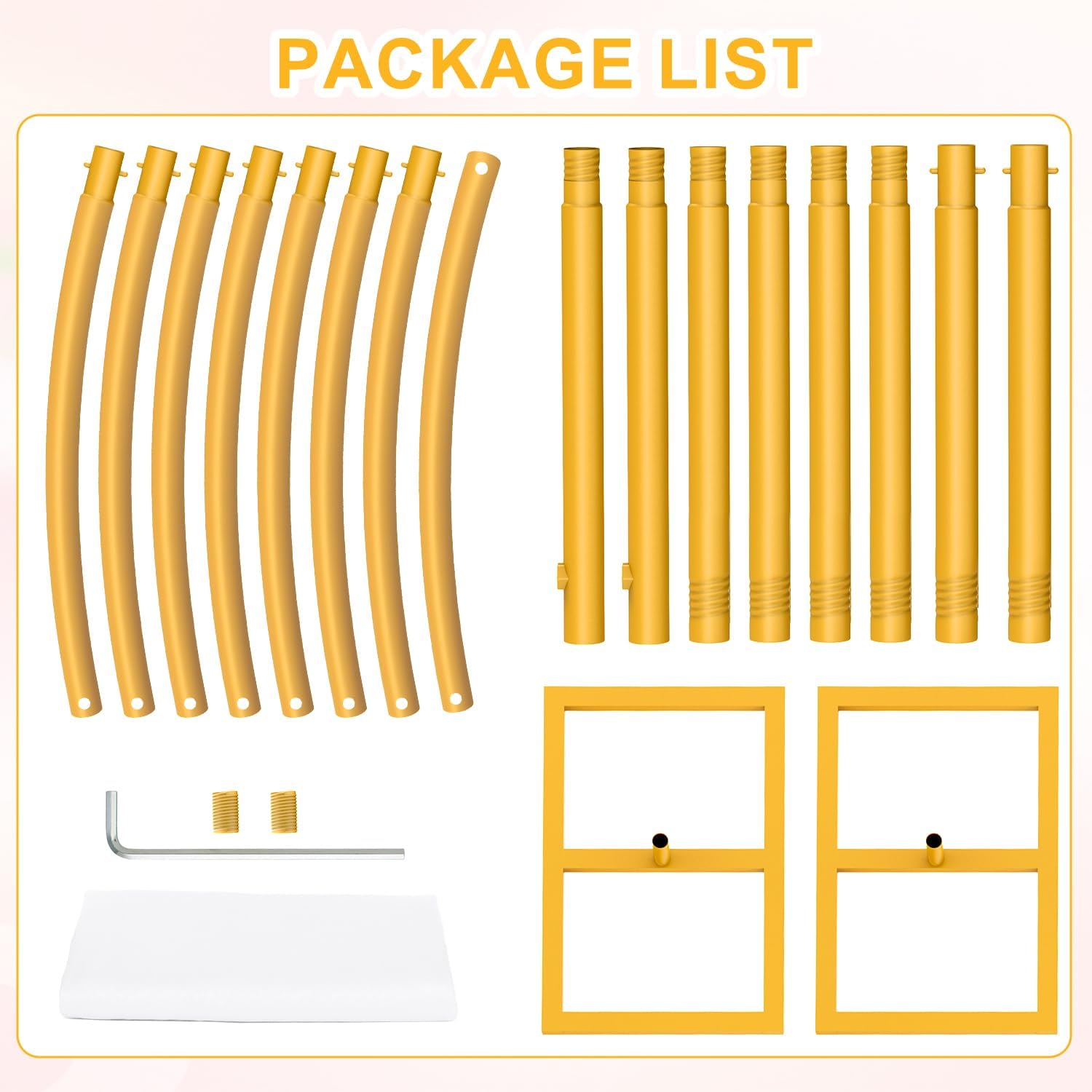 Arch Backdrop Stand,7ft x 8ft Heavy Duty Backdrop Stand with 28" x19FT Wedding Arch Draping Fabric with White Fabric