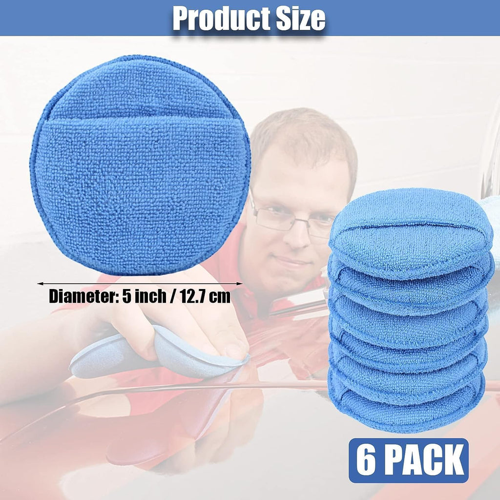 Microfiber Wax Applicator Pads, Car Wax Applicator with Finger Pocket, Buffing & Detail Polishing Foam Pads for Car