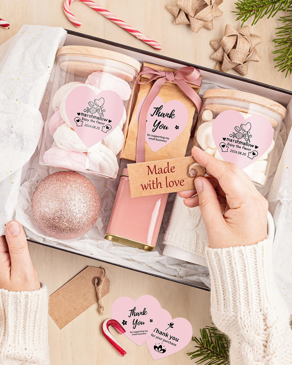 3' Pink Heart Thermal Labels, 500 Labels/Roll