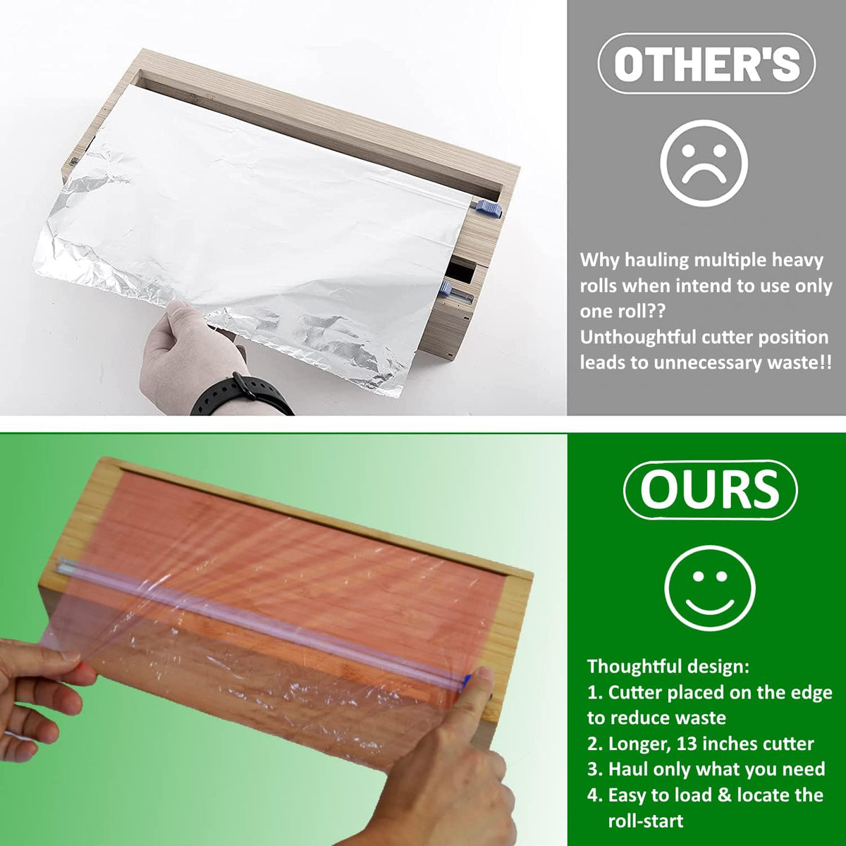 Large Vacuum Sealer Bag Roll, Food Wrap Dispenser with Slide Cutter