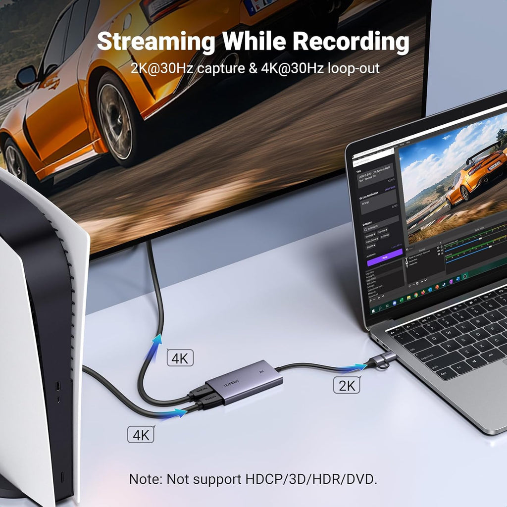 4K@30Hz Loop Out HDMI Capture Card for 2K 30FPS 1080P 60FPS USB 3.0 | 2K@30Hz Record for Video Capture Card for