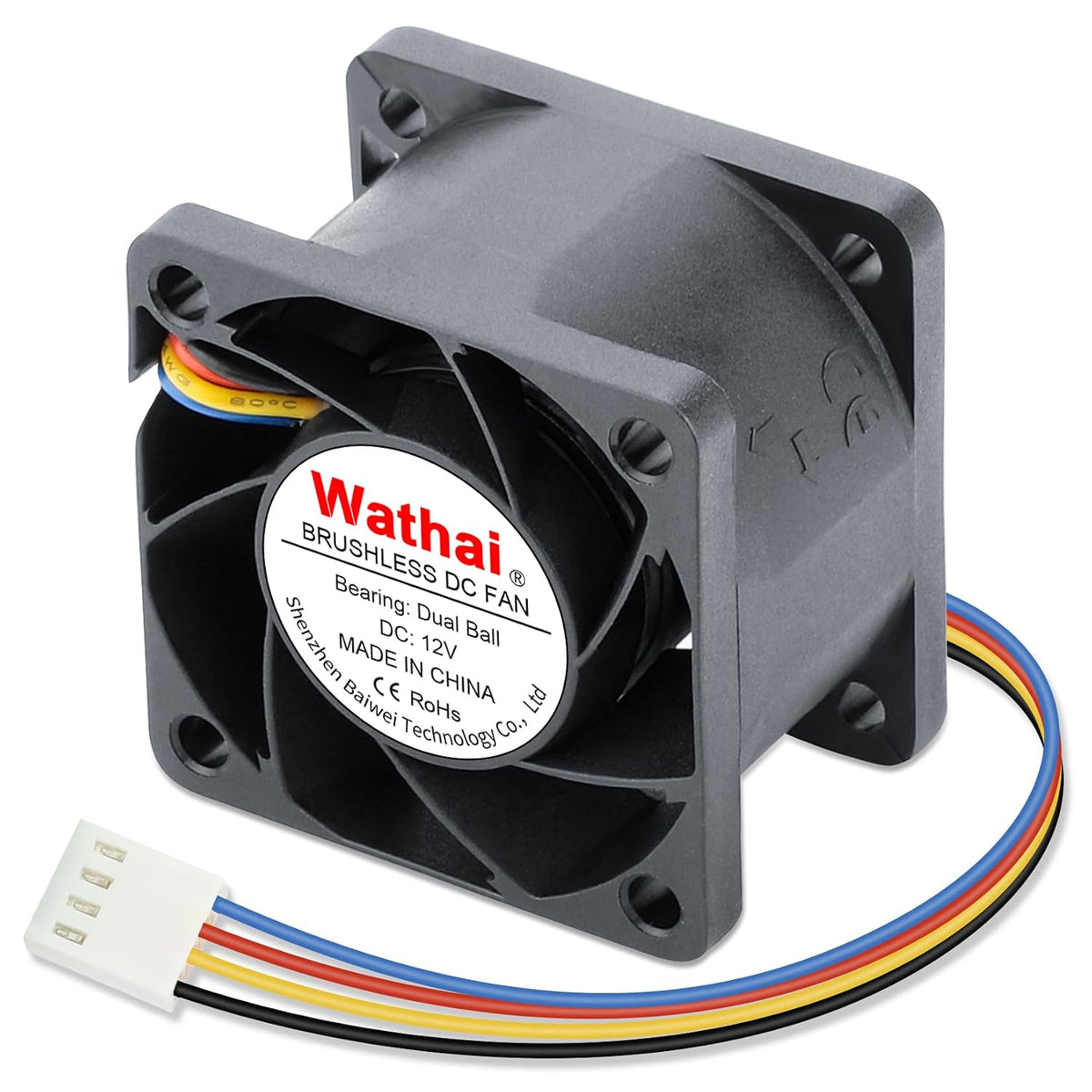 Wathai 40mm PWM Server Fan 12V 4 Pin CPU Static Pressure Fan Dual Ball