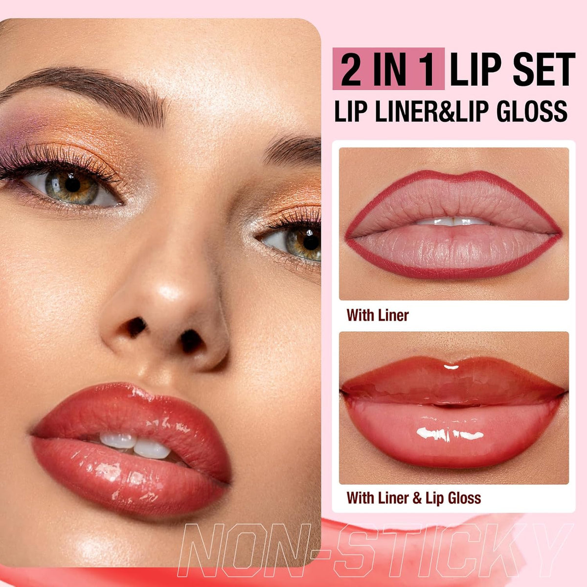 Lip Liner & Dripglass Lip Oil Makeup Set,12Pcs Nude Lip Gloss Kit