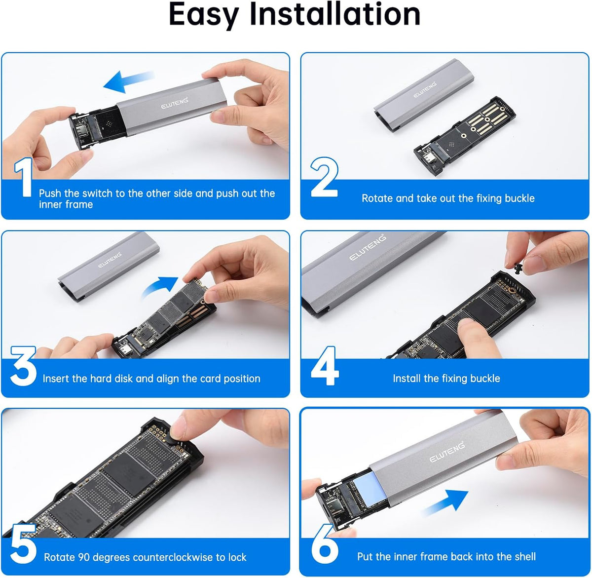 M.2 SSD Enclosure M.2 NVME SATA Dual Protocol Hard Drive Enclosure Aluminum USB 3.2 Gen 2 10Gbps External NVMe to USB