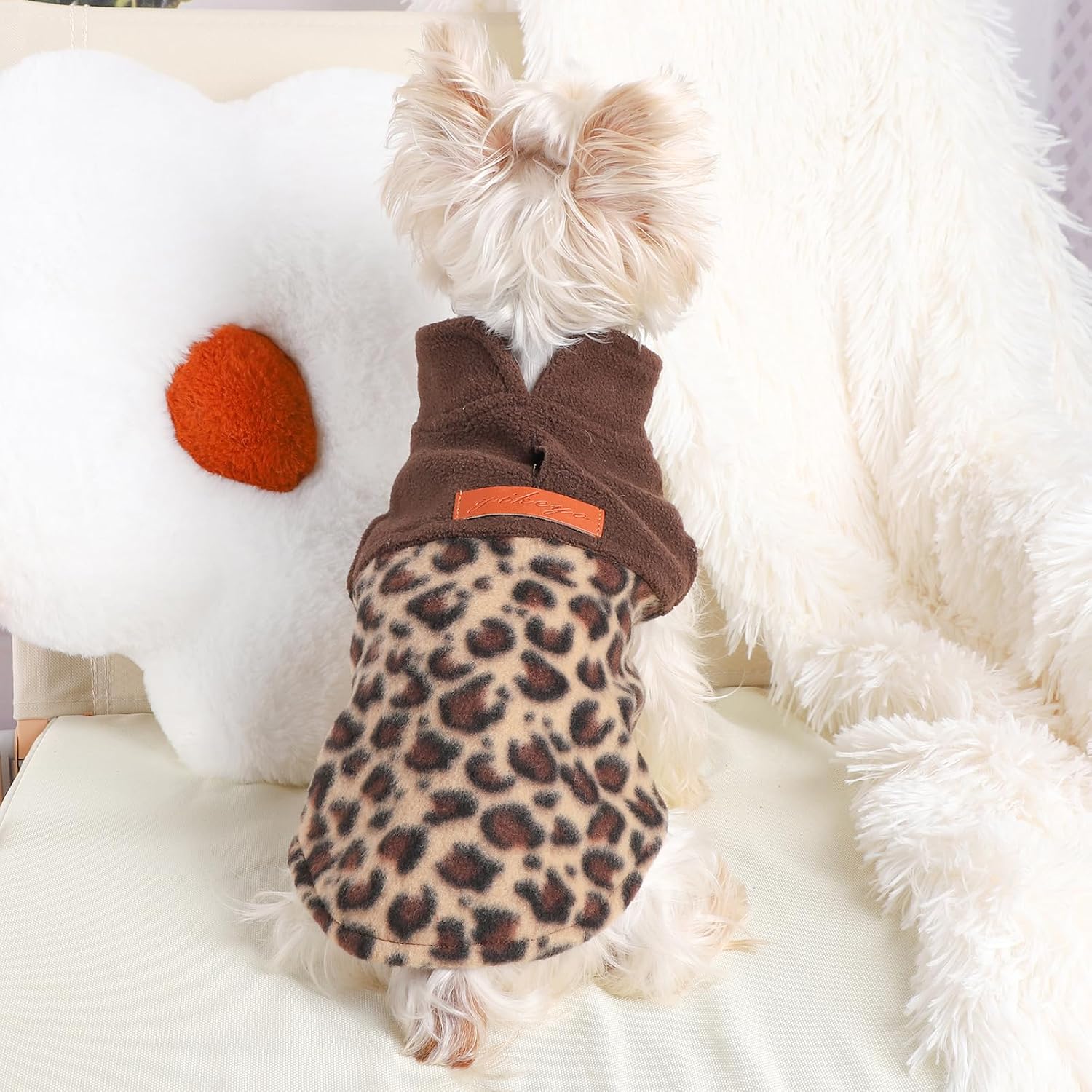Fleece Vest Dog Sweater Leopard Dog Clothes for Small Dogs Boy Girl Warm Pullover Fleece Puppy Sweaters Winter Small