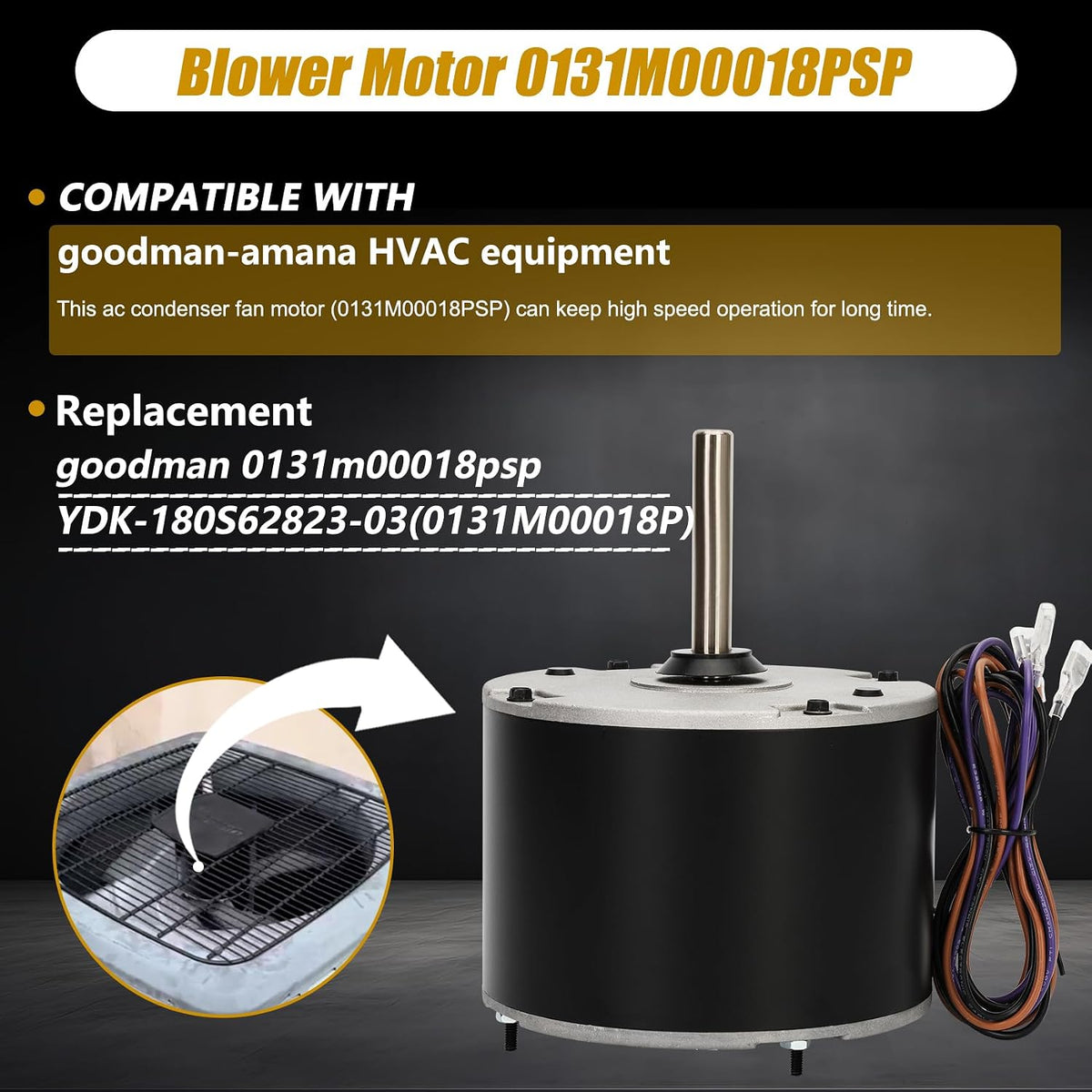 0131m00018p Condenser Fan Motor, Replaces Goodman 0131m00018psp
