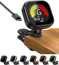 Guitar Tuner Clip-On Rechargeable with Color Screen 360° Rotatable Acoustic Chromatic Open Tuning for Guitar, Bass