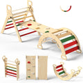 Pikler Triangle Set, Toddler Wooden Climbing Toys Indoor 7in1 Foldable Climber for Kids, Montessori Philosophy Play