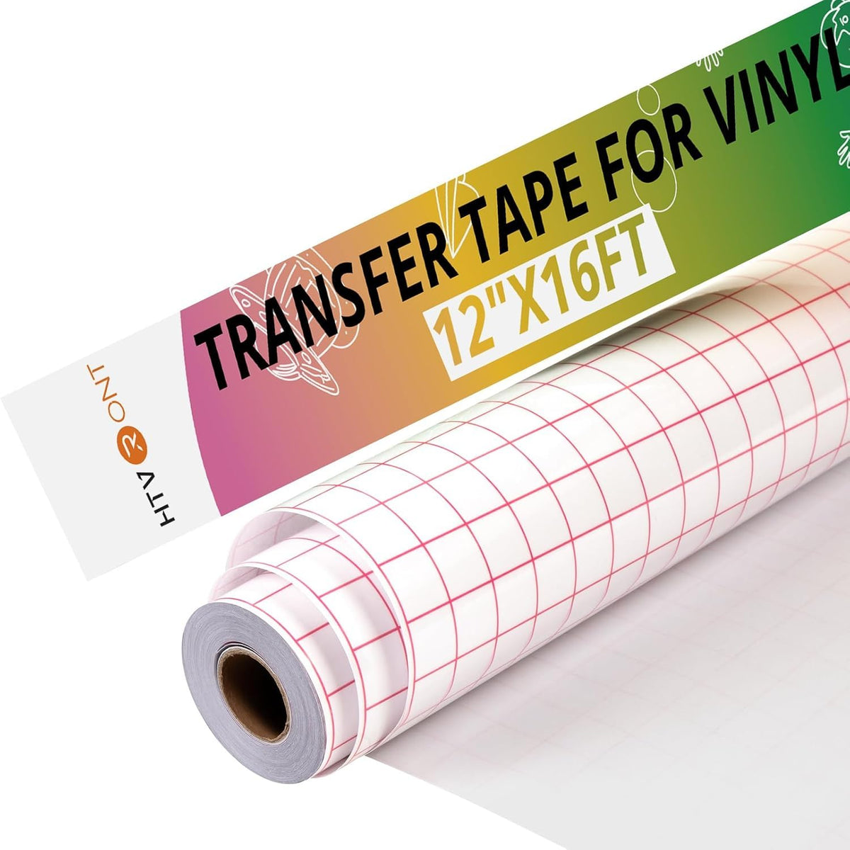 Transfer Tape for Vinyl, 12" x 16 FT, Red Alignment Grid