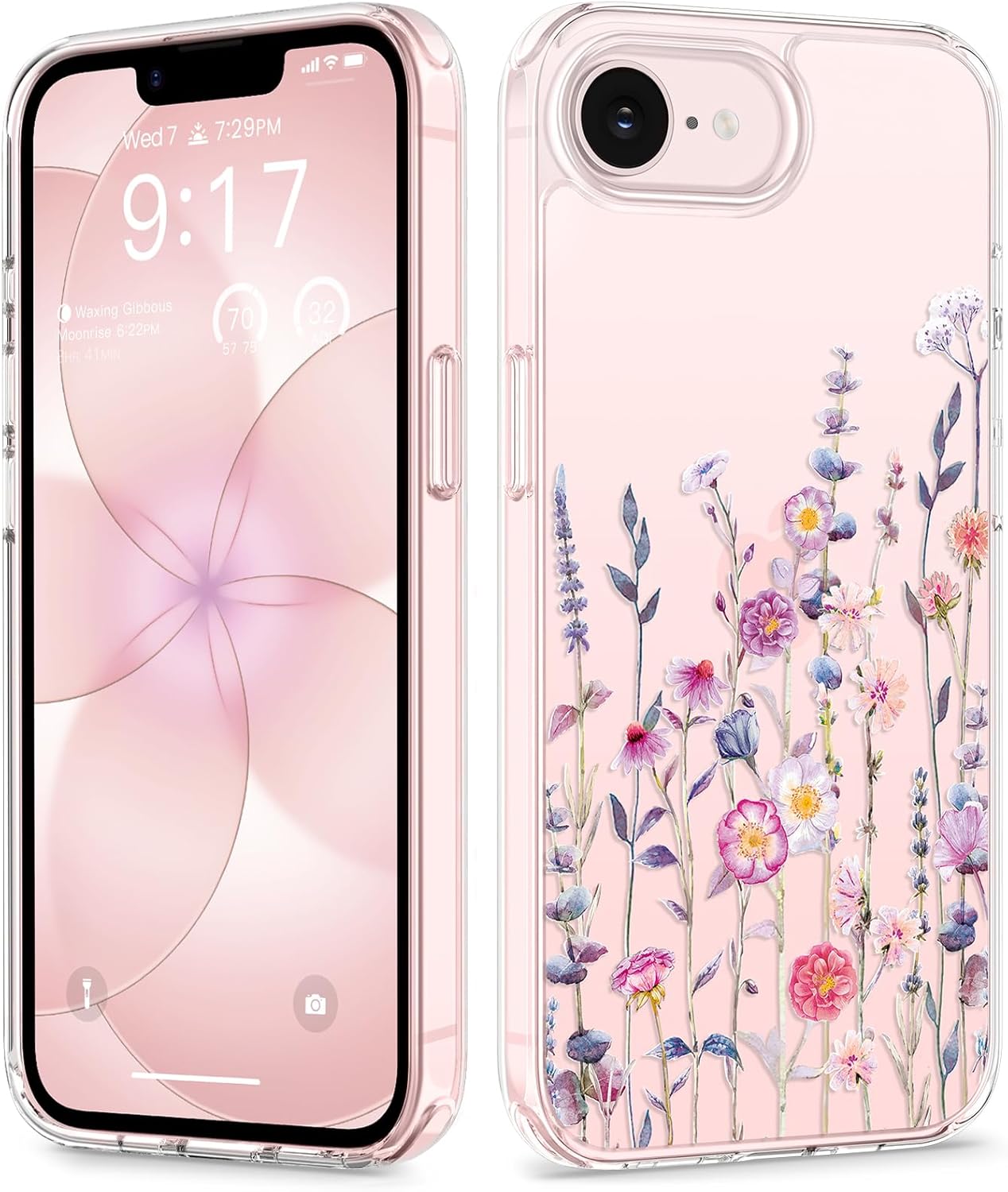 for iPhone 17e Case & iPhone 16e Case, [Non-Yellowing][Military-Grade Protection] Hard PC&TPU Bumper, Floral