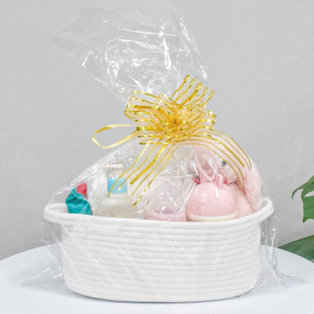 Small Woven Baskets, 12"x8"x5" Rope Baby Toy Storage Basket with Handle, Durable Gift Basket Empty for Graduation